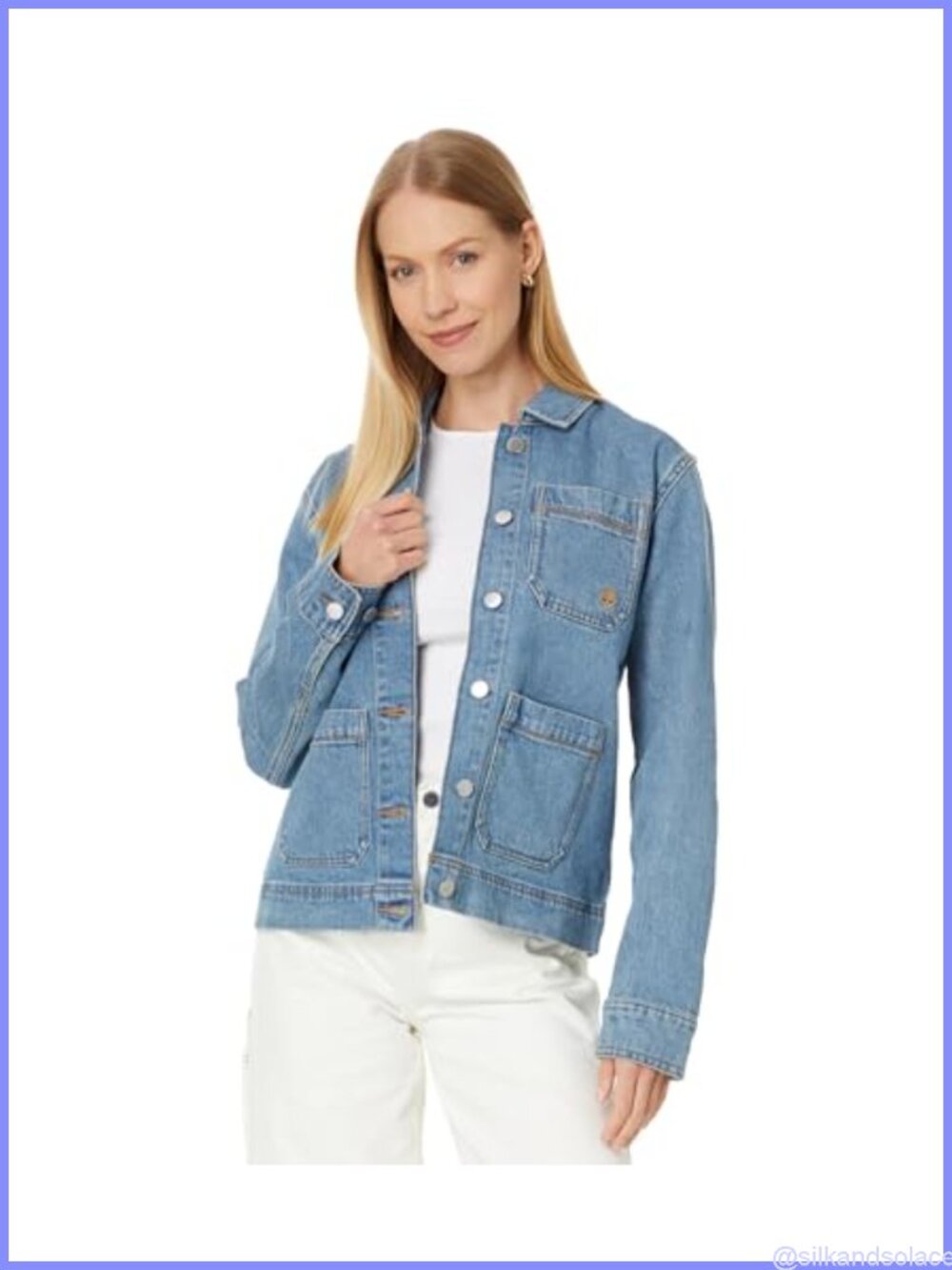 Timberland Women's Denim Chore Jacket Refibra Technology Cotton Tencel Button